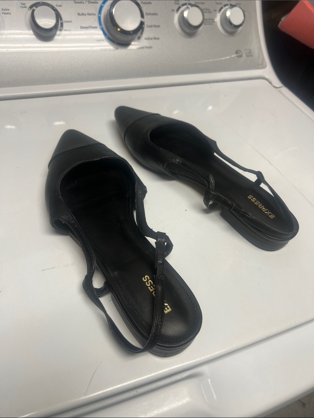 Express Black Pointed Slingback Flats